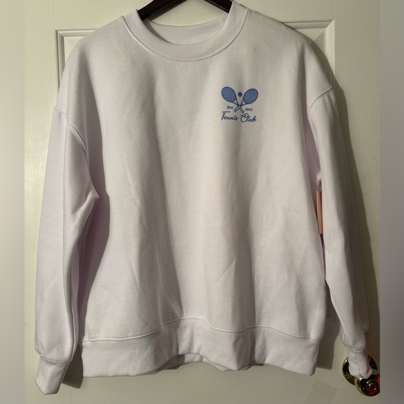 Wilo The Label Tops - WILO The Label Small White Blue Tennis Crewneck Sweatshirt Melbourne Australia